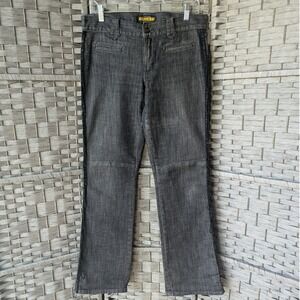 Vtg Ralph Lauren Rugby Jeans‎ Gray Beaded Tuxedo Stripe Denim Pants Womens Sz 29